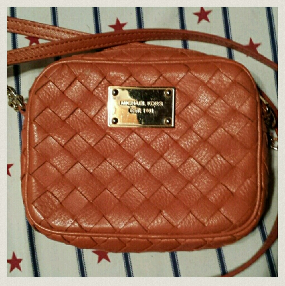 Michael Kors Orange woven leather crossbody